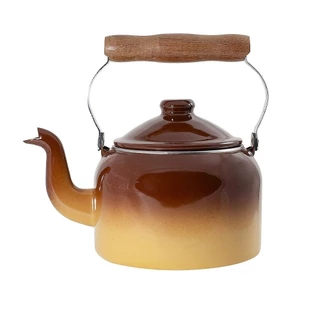 Chaleira Esmaltada Ewel Marrom C/ Alça Madeira 1.8 L 11.7 Cm Ø