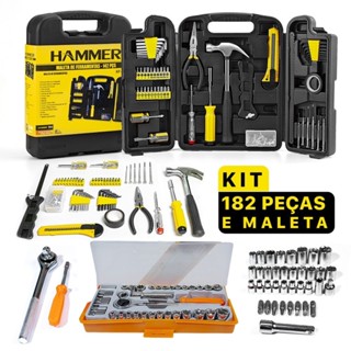 Kit de ferramentas manuais 182 peças com maleta - Hammer