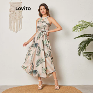 Lovito Boho Vestido Feminino Trocipal com Cinto LBL08426
