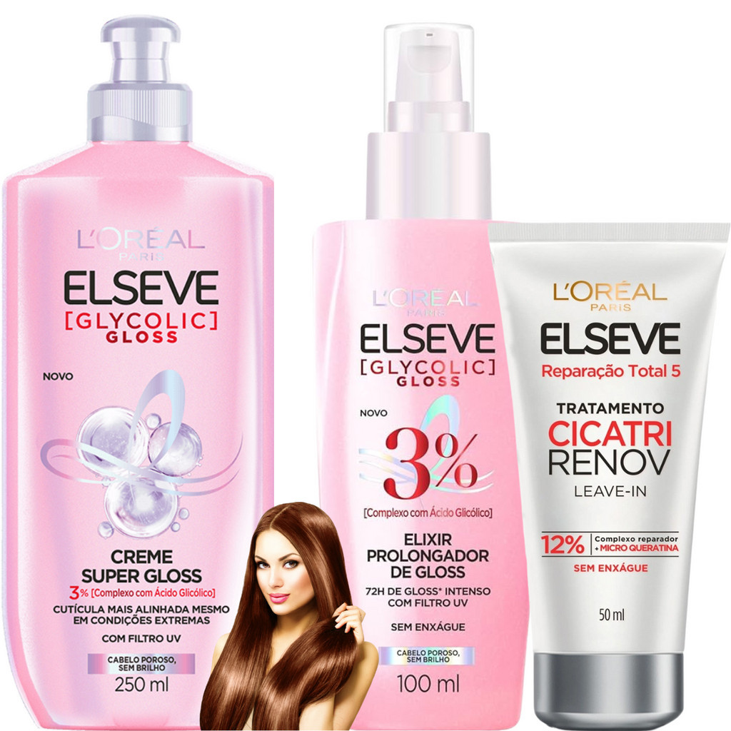 Kit Elseve Reparação Total Glycolic Gloss Elixir Cicatri | Shopee Brasil