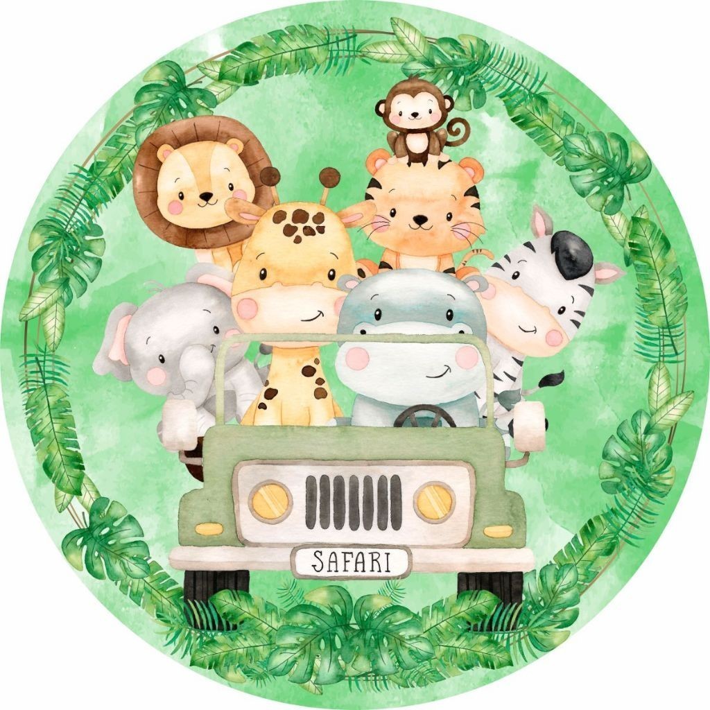 Painel SAFARI ANIMAIS, Redondo 50 x 50 com elástico