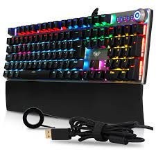 Teclado Gamer Mecânico Usb Metal Blacklight Rgb Aula F2058