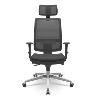 Cadeira de Escritório Brizza Presidente Tela Slider 3D Apoio Base Aluminio Plaxmetal Ergonômica Nr17