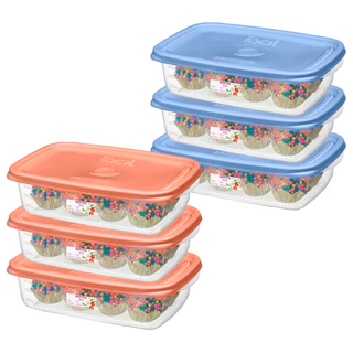 Kit Potes Plastico 6 Peças Sanremo 785ml Freezer Microondas