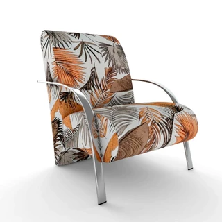 Poltrona Decorativa Guanabara Para Sala Recepção c/ Braços Marrom Palmeira