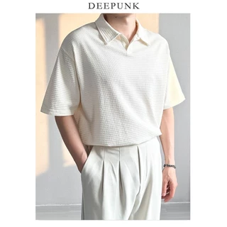 Textura da bolha masculina de verão Manga curta estilo coreano da moda Camiseta estilo Casual