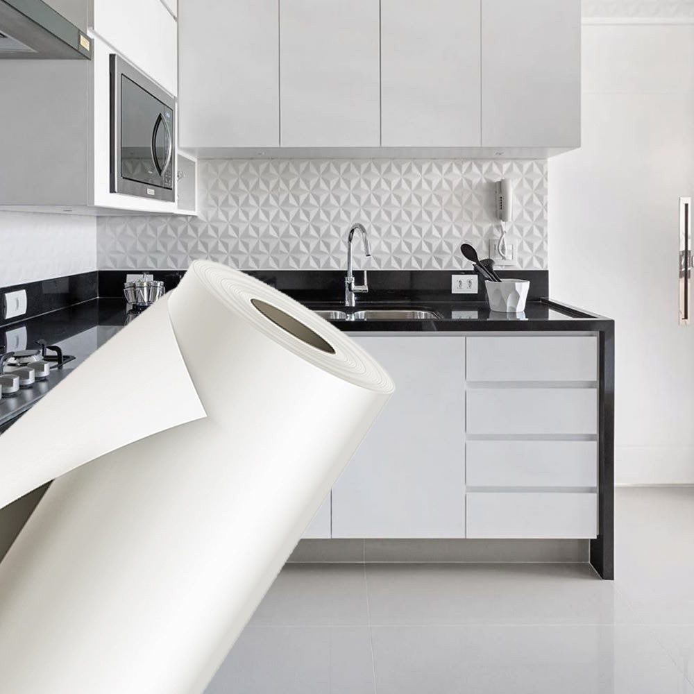 Papel de Parede Branco Fosco Fácil Colagem 5mx45cm Autoadesivo