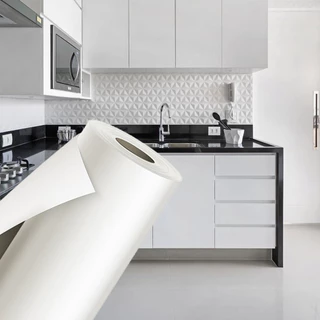 Papel de Parede Branco Fosco Fácil Colagem 5mx45cm Autoadesivo