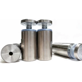 Kit 4 Unid Prolongador 25x50 Inox Suporte Vidro, Madeira Painel Unidades Lojas Aço pressão proteção furar e rosquear redondo lindo paineis Mercado seguro rapido barato ferragens casas grande pequeno proteção união facil instalação Escovado Polido