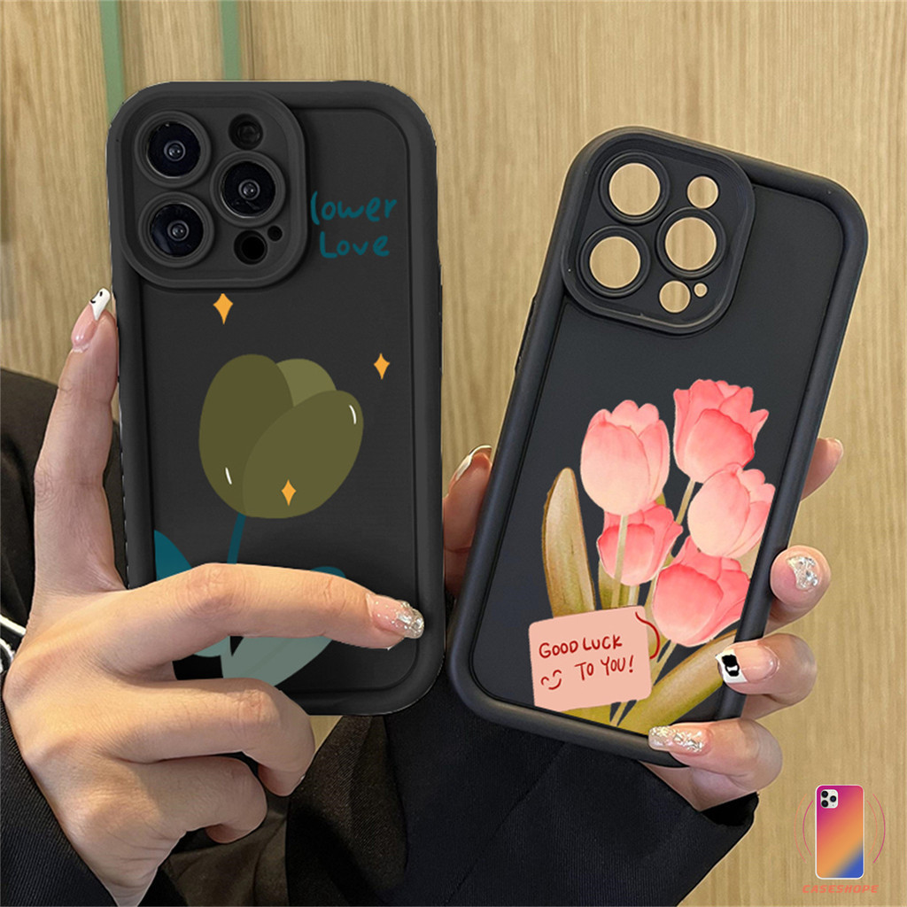 Capa Para Samsung A11 A52 A50 A10s A34 A10 A04 A20s A51 A53 A24 A23 A12 A54 A14 A03 A52S A31 A21s A30 A33 A32 Tulipa Simples TPU Casal Olho De Anjo