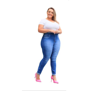 Calça Jeans Feminina Jeans Super Lipo Cintura Alta Skinny Azul Premium