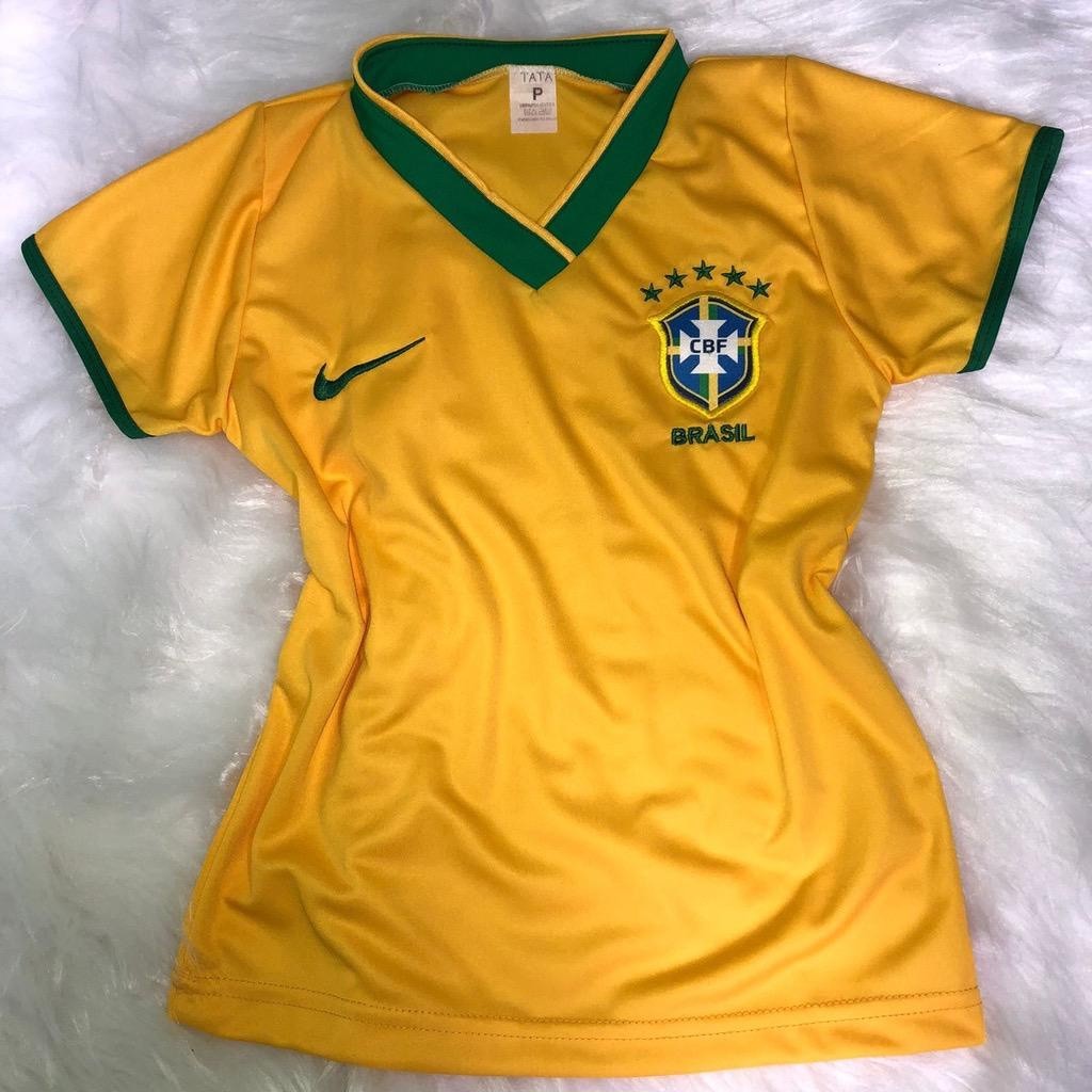 Camiseta Baby Look Feminina Selecao 2022/23 Brasil Amarelo !