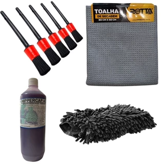 Kit Estética Automotiva Pinceis Intercap E Toalha Rotta376