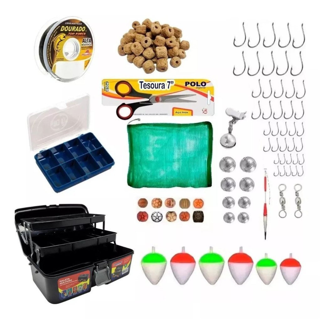 Kit De Pesca Básico Pescaria Completa Maleta E Itens Barato | Shopee Brasil