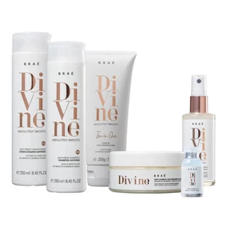 Kit Braé Divine Shampoo 250ml, Condicionador 250ml, Máscara 250g, Mascara Liquida 60ml, Serum Plume Sensation 60ml, Ampo