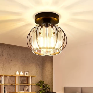 Luzes De Teto Modernas De 1 Peça Sombra De Cristal Para Sala De Estar Quarto E Banheiro E27 Suporte De Lâmpada Black Golden