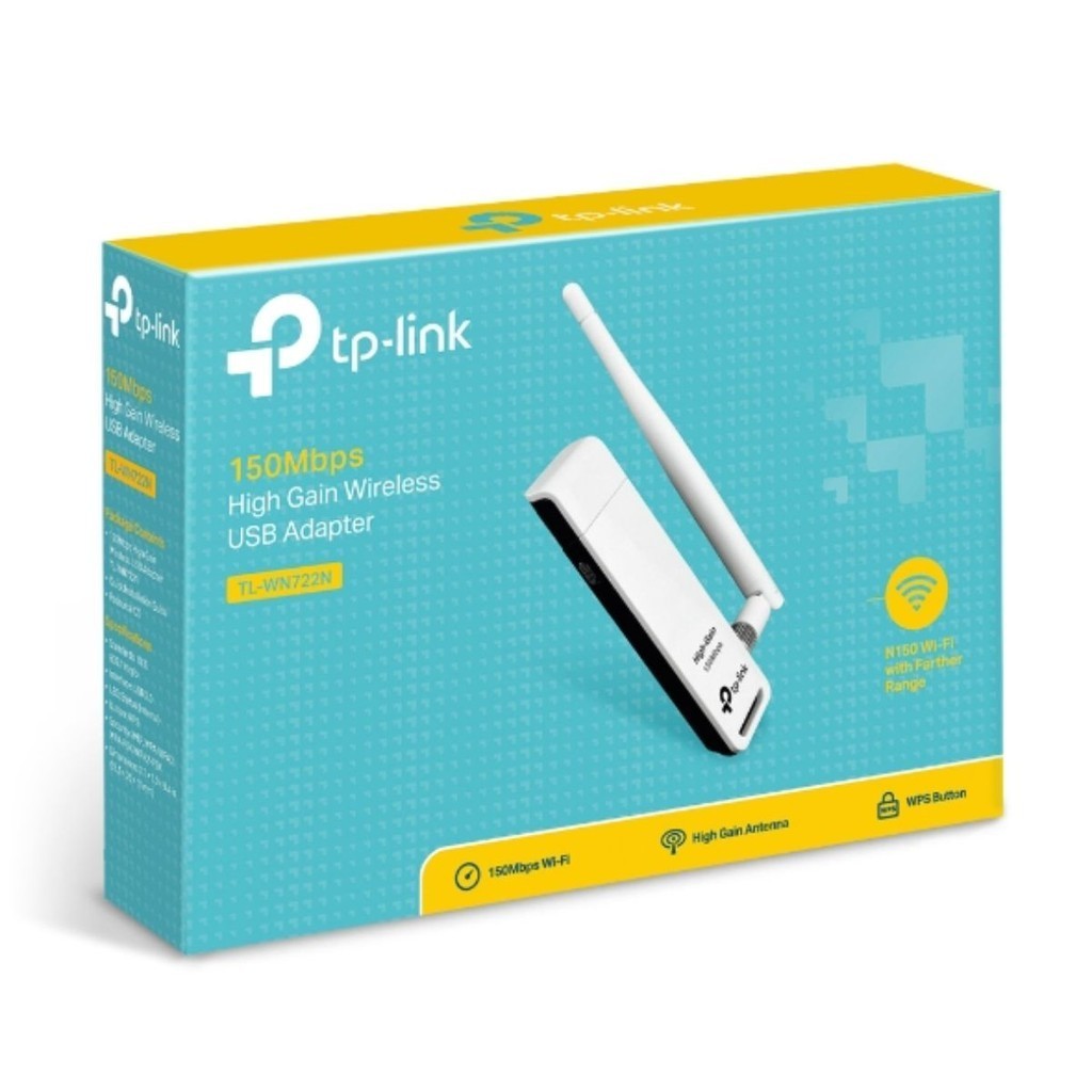 Adaptador Usb De Rede Tp-link TL-WN722N 150mbps 4dbi Botão Wps + NF-e