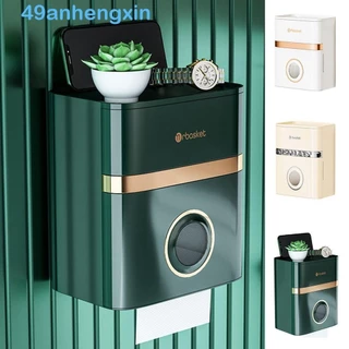 ANHENGXIN Caixa De Lenços De Papel Com Gaveta Dupla Camada , Plástica Branca Para Rolos , Luxo Leve Sem Perfuração Porta Higiênico De Parede À Prova D'água Home