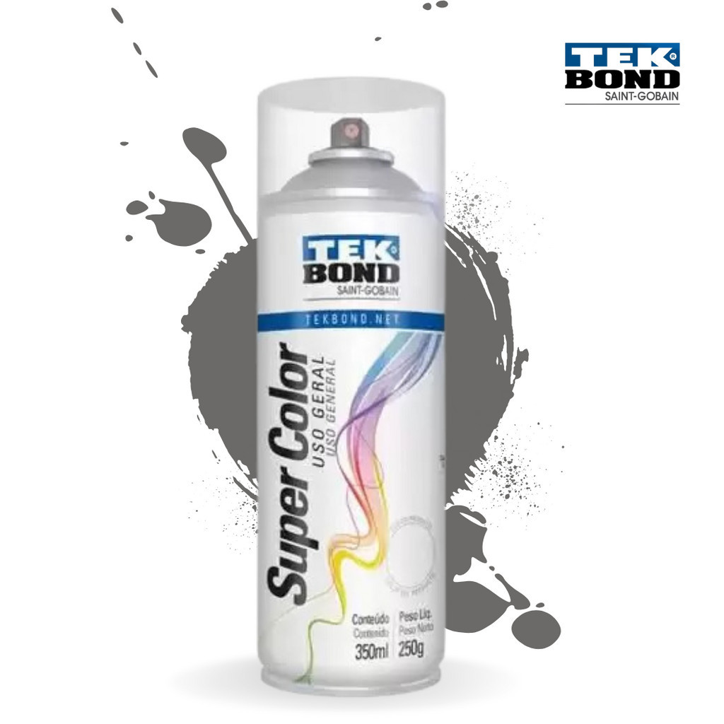 Tinta Spray Verniz Incolor Brilhante SuperColor Uso Geral 350ml Tekbond Aerossol Secagem Rápida Gesso Cerâmica Aerosol