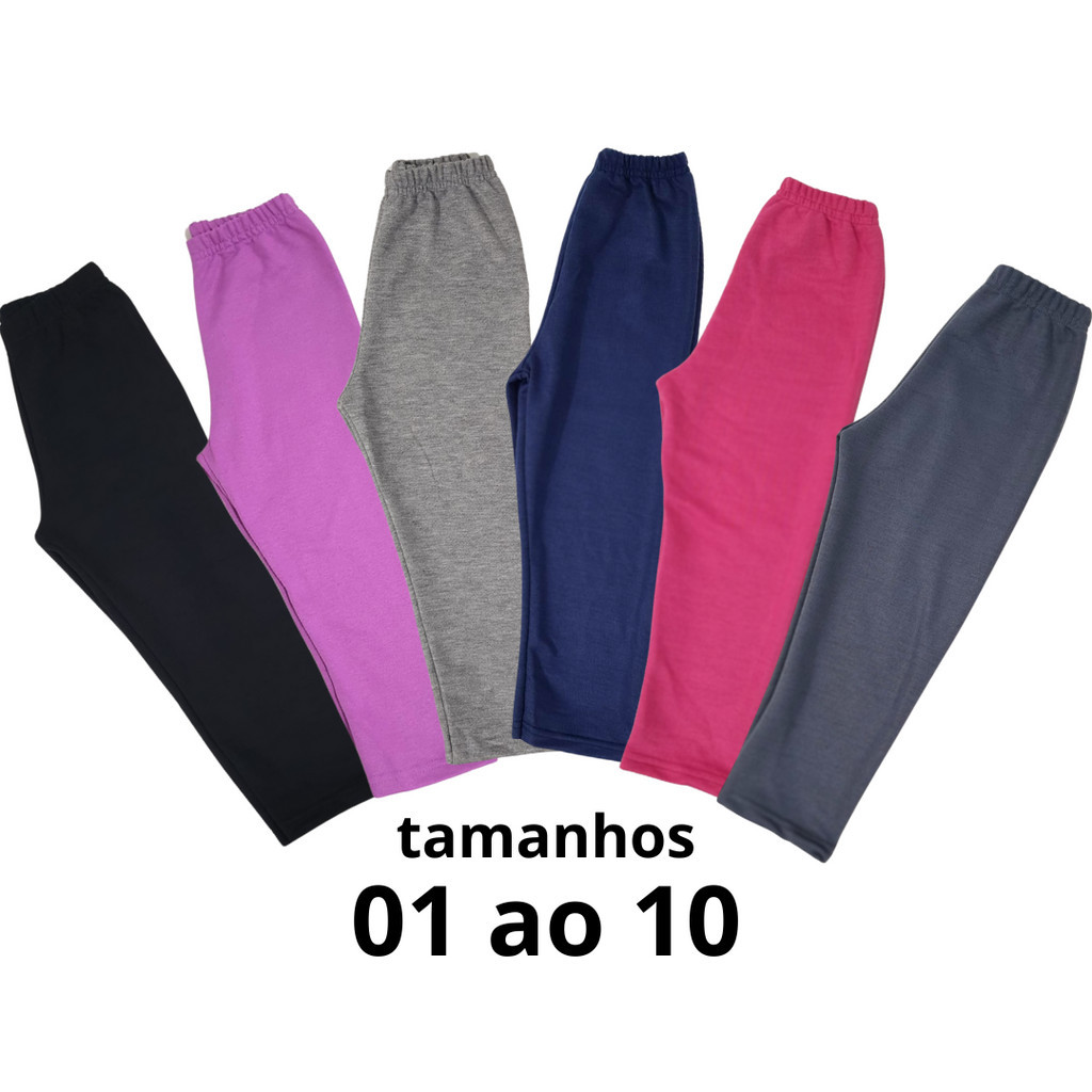 Kit 03 Calças Moletom Infantil Menina Menino
