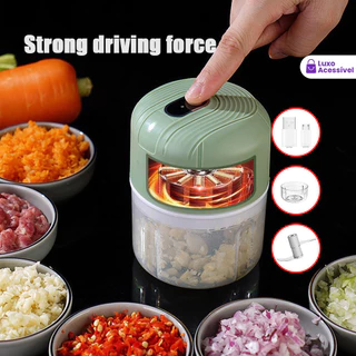 Mini Processador Elétrico Carne Vegetal Moedor Alho Frutas Amendoim Recarregável Usb Triturador De