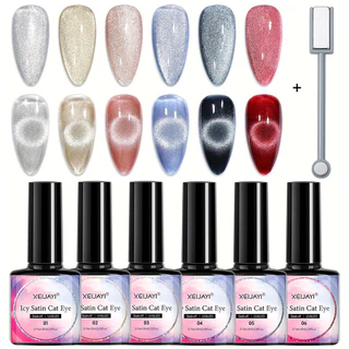 7pcs 6 Cores 8ml Efeito Camaleão Conjunto de Esmalte Gel Magnético UV Led Gato Olho Manicure Nail Art Kit