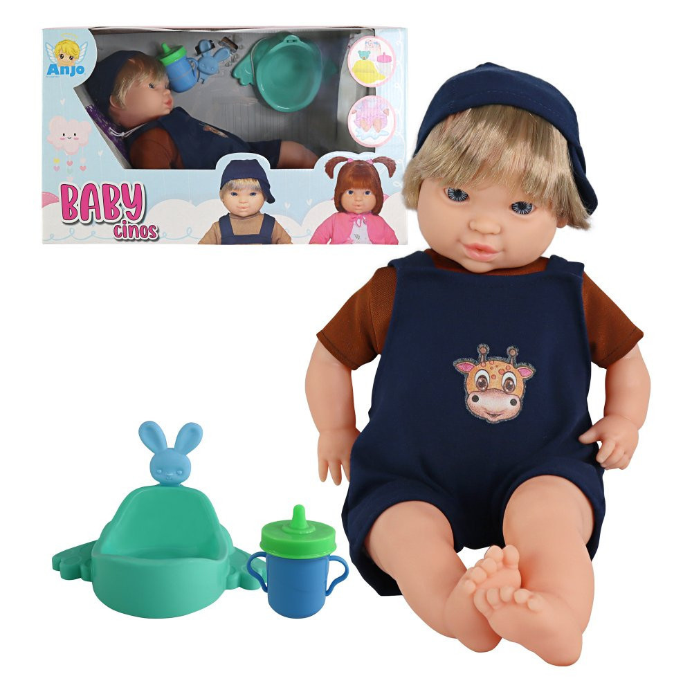 Boneco Menino Loiro Babycinos Acessórios Faz Xixi