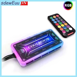 Wi Coolmoon Controlador Remoto RGB Dc12v 5a Led De Ventilador Inteligente Com 10pcs Portas De 6 Pinos 2pcs Barra De Luz De 4