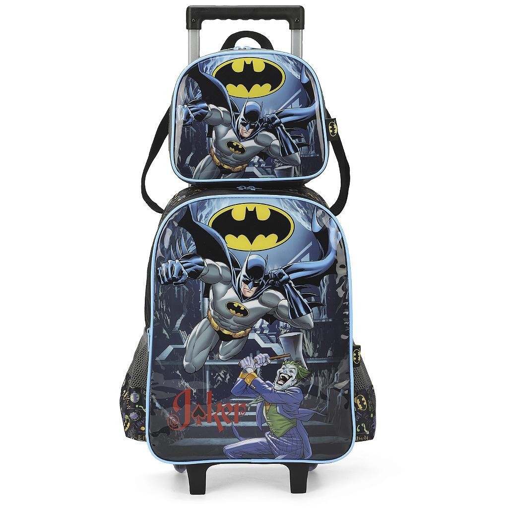 Kit Mochila de Rodinhas Lancheira Luxcel Batman Preto | Shopee Brasil