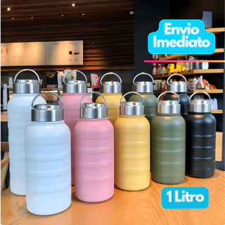 Garrafa Térmica A Vácuo c/Alça 1000ml Portátil/304 Aço Inoxidável 1 Litro Camada Dupla