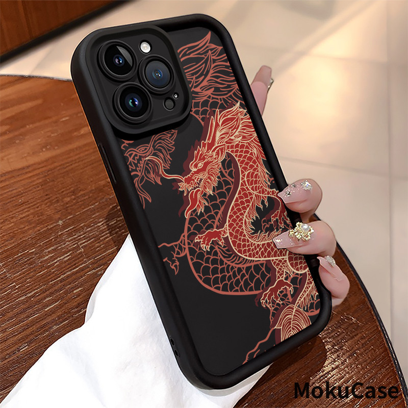 Capinha iphone 11/12/13/14/15 Pro max para homens silicone dragão chinês de ano novo Aplicável ao iPhone 11,12,13,14,15,11PM,12PM,13PM,14PM,15PM