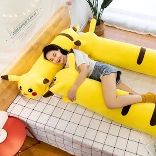 Travesseiro Pikachu Longo Pelúcia Brinquedo Cama Feminina Grande Adormecido Decoração De Casa Bonita