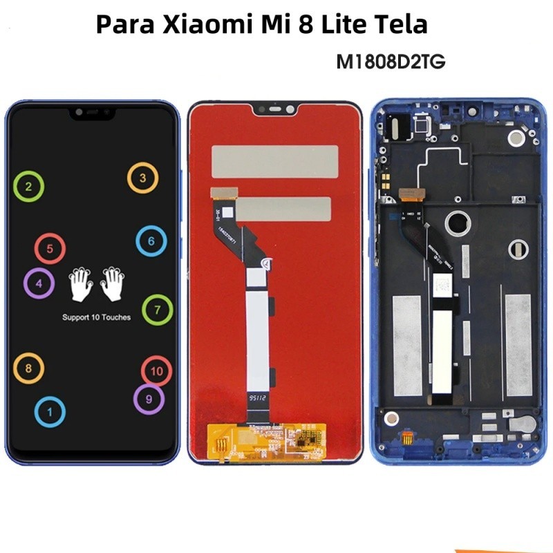6.26" Frontal Vivid Tela Para Xiaomi Mi 8 Lite Display Touch Lcd Com Aro Compativel M1808D2TG