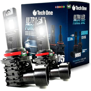 Kit Par Lâmpada Automotiva Ultra Led Force One 6000K 4100 Lúmens Encaixe Modelo HB3 9005 TechOne