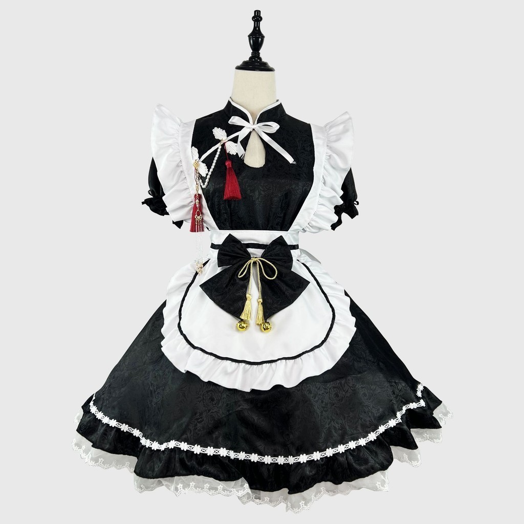 Novo original ~ Estilo chinês jacquard lolita vestido de empregada  doméstica vestido de empregada de tamanho grande traje de desempenho COS |  Shopee Brasil