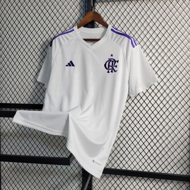 Nova Camisa Flamengo Goleiro Branca Roxo Torcedor Masculina lançamento 2023 /2024 linda d+ envio imediato