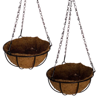 2 Vasos de Fibra de Coco 40cm Plantas Suspenso com Corrente