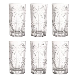 Jogo De 6 Copos Altos Cristal 360ml Palm Tree Wolff
