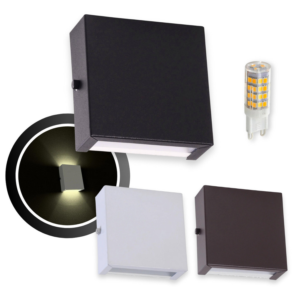 Arandela Mini Slim 2 Focos 10x12x4cm G9 Com Lâmpada Interna Externa Muro Parede - 143