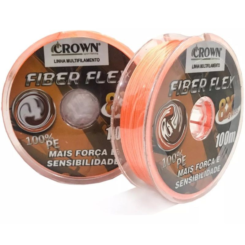 Linha Crown Multifilamento Fiber Flex 8X Orange 100m