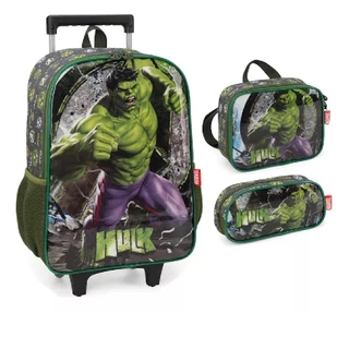 Kit Infantil Mochila Rodinhas Lancheira E Estojo Hulk Luxcel em Oferta na Shopee