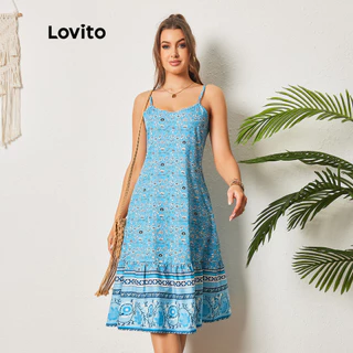 Lovito Vestido Básico Boho Com Estampa Tribal Para Mulheres LBL08396
