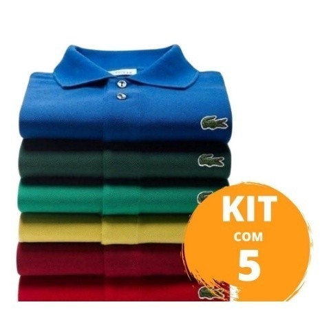 Kit com 5 Camisas Polo Masculina