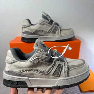 2024 L1V Calçados esportivos masculinos cinza pelúcia Homens Mulheres Tênis Casual Sneakers College