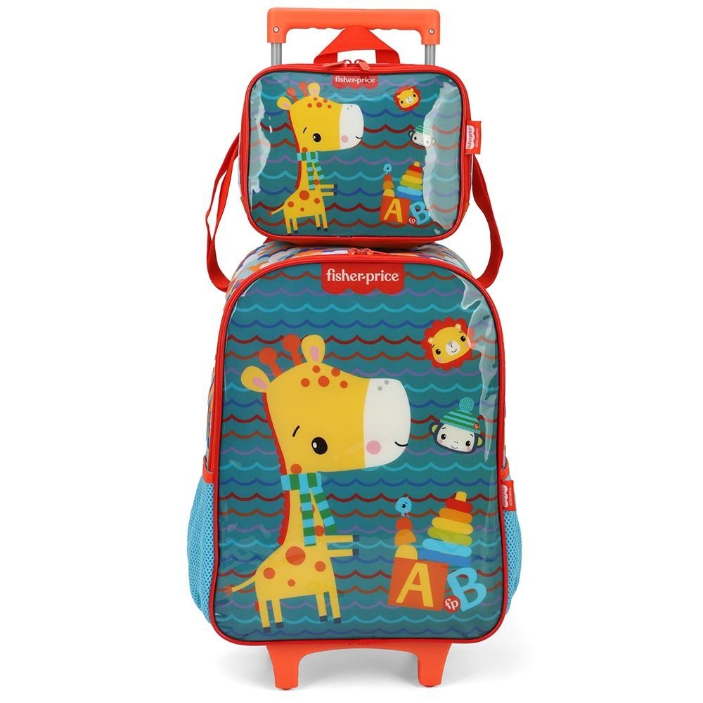 Kit Mochila de Rodinhas Lancheira Luxcel Fisher-Price Verde | Shopee Brasil