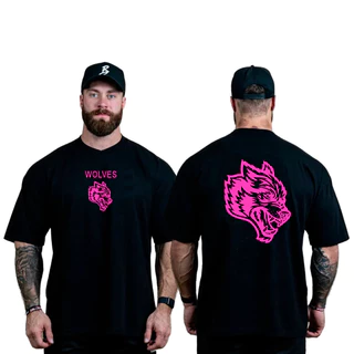Camiseta Oversized Gola Alta Wolves Larga Treino Musculação Bodybuilder 100% Algodão
