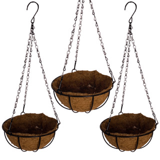 3 Vasos de Fibra de Coco 40cm Plantas Suspenso com Corrente