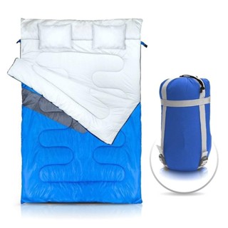 Saco de dormir duplo para casal -5ºC a 5ºC com 2 travesseiros incorporados - Kuple Azul - Nautika