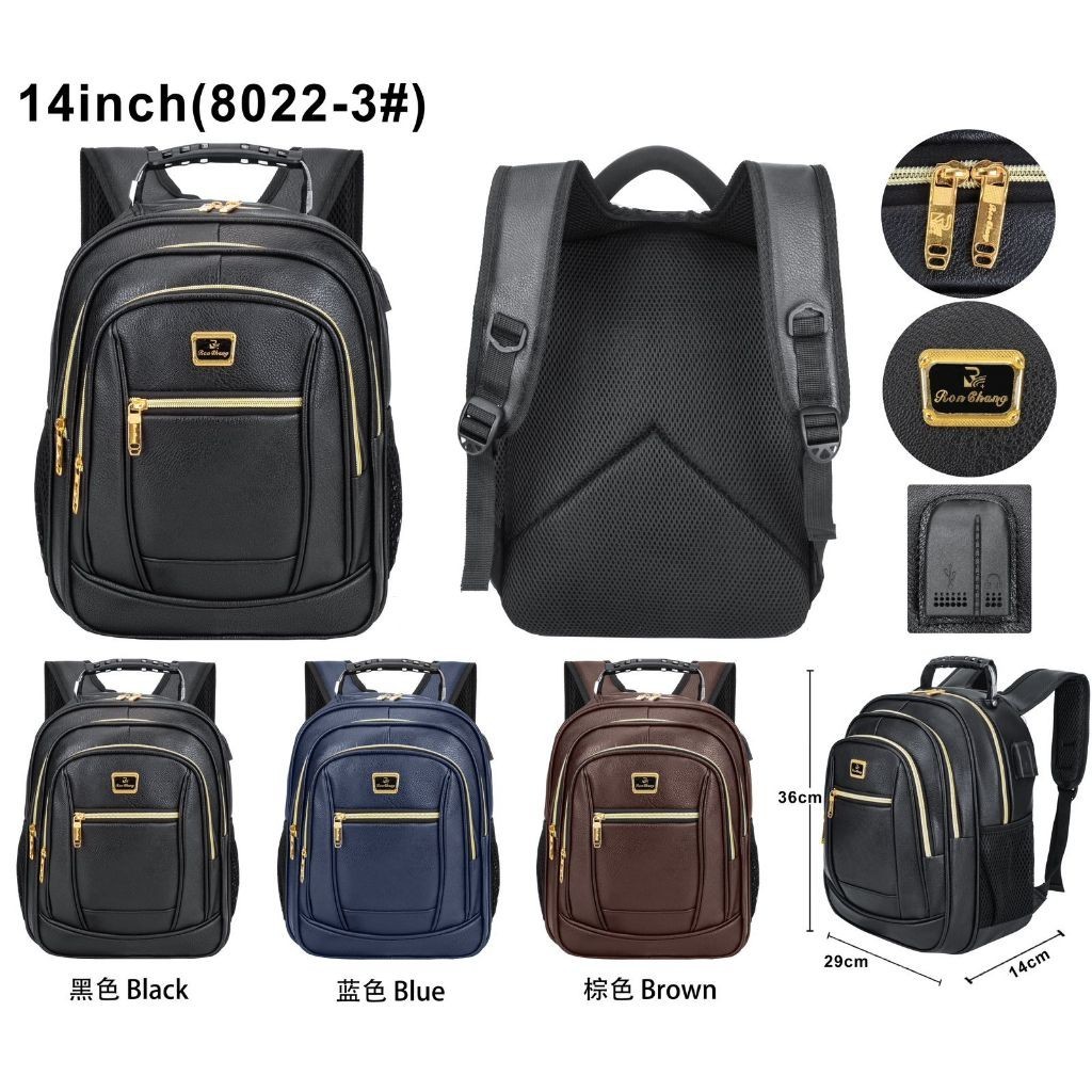 polegadas Mochila Couro PU Para Notebook Trabalho Faculdade Reforçada Cabo De Aço USB