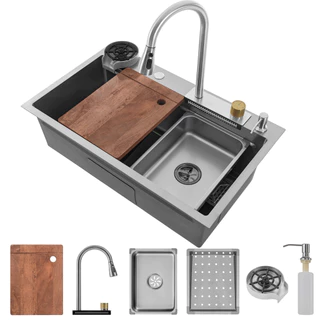 Cuba Cozinha Gourmet Cascata Torneira Lavador Copos Prata em Oferta na Shopee